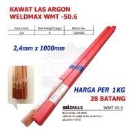 Kawat Las Argon Weldmax Mild Steel TIG Wire WMT-50.6 2.4mm Kemasan Ecer 1Kg isi 28 Batang