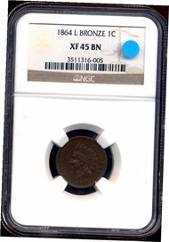 1864 1C L リボン付き XF45BN NGC-インドセント + +1864 1C L with Ribbon XF45BN NGC-India Cent + +