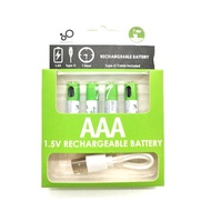 AA AAA C D 9V 18650 1.5v 3.7v Li-Ion Rechargeable Battery Type-C USB Charger Cable