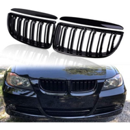 BMW E90 3 SERIES 2005-2008 GLOSSY M COLOR ALL BLACK FRONT BUMPER GRILL