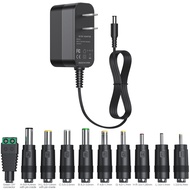 DC 9V Power Cord 9V Power Supply Universal Power Adapter 9V 1A Charger Replacement with 10 Interchan