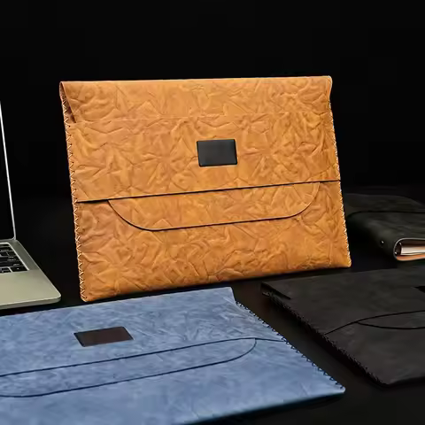 Fashion Briefcase A4 Men's Document Bag PU Leather Office Bag A4 File Organizer Portable Business Ba