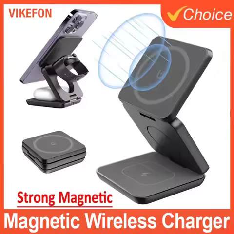 3 in 1 Stand Magnetic Wireless Charger For Macsafe iPhone16 15 14 13 12 Apple Watch 8 7 6 Airpods Pr