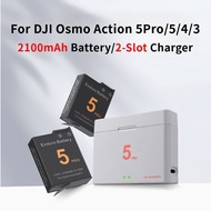 Battery for DJI Action 5Pro/5/4/3,2100mAh High Capacity Battery,Charger for DJI Osmo Action 5Pro/5/4