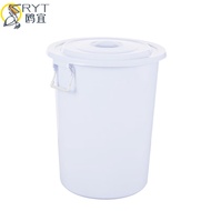 鸥宜ORYT 大水桶塑料大白桶圆形垃圾桶大号大容量酒店厨房工业环卫物业收纳桶 带盖100L白色