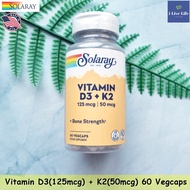 Vitamin D3 + K2 D3 5 000iu + K2 (as MK-7) 50 mcg * 60 VegCaps -Solaray D VitaminD-3 K