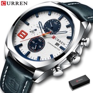 CURREN Mens Watches Top Brand Luxury Mens Army Military Sport Leather Quartz Watch （8324)
