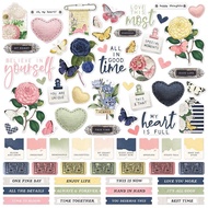 Simple Stories Vintage Indigo Garden Cardstock Stickers 12"X12" - Combo