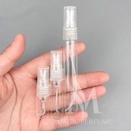 Round, transparent, leak-proof, water-free glass perfume bottle with fine mist spray capacity 2/3/5/