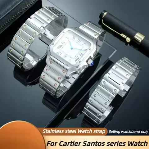 High-quality steel bracelet For Cartier Santos WSSA0010 WSSA0009/0018 Sandoz Watch strap Release Sta