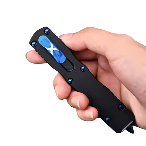 MT Black Dirac Damascus Blade T6 Aluminum Alloy OTF Knife Outdoor Camping Self-Defense Tool