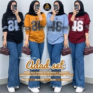 Women's Suit (Abalo Alo Adam) Combed Oneset Jeans Set Premium New Bestseller By Ashoka