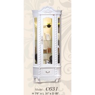 Almari Kabinet Almari Pameran Kayu Putih 1 Pintu 1 Laci  H79" L31" D18" c631