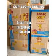 WHOLESALE 1 box 2000pcs CUP 220ml HOK | 220ml GLASS | SIMILAR TO AQU CUP* CLEAR