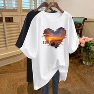 Aiyiyiyi M-5XL Short-Sleeved T-Shirt Large Size Women's Printed Top Medium Loose Mid-Length Casual T