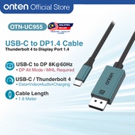 Onten UC955 USB-C to DP 1.4 8K@60Hz 1.8meter Cable Thunderbolt 4 to Display Port 1.4 for PC Laptop M