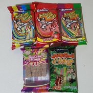 karate belt sunrise chewy gummy sour belt karate belt chewy candy cola flavor , jungle string , rain