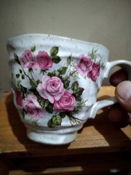 早期陶製花卉大茶杯/玫瑰花陶瓷杯 陶藝工作室 下午茶