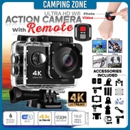 Camcorder with Remote 4K Ultra HD WiFi Action Camera 30M Underwater Video Recorder Waterproof Go Pro Camcorder 16MP