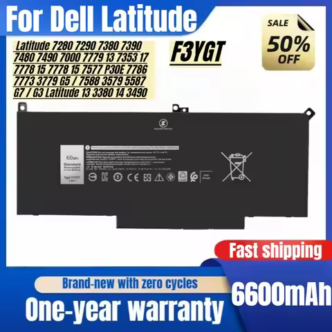 For Dell Latitude 7280 7290 7380 7390 7480 7490 F3YGT Laptop Battery High Capacity Battery High Qual