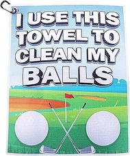 ASVP Shop Funny Printed Golf Towel for Golf Bags with Clip - Birthday Gift for Golf Fan, Men, Husband, Boyfriend, Dad, Father's Day - Clean My Golf Balls