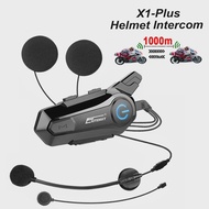 X1 Plus Motorcycle Helmet Intercom Headset Bluetooth Waterproof Moter Interphone for 2 Riders 1000M 