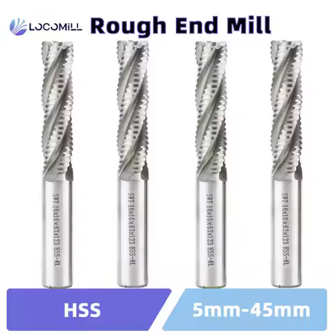 LOCO Rough End Mill HSS Cutters Carbide Milling Cutter Router Bits End Mill 4 Flute 5mm To 45mm Saw 