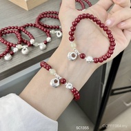 Cinnabar Bracelet Fu Character Scale Sapphire Pure Silver 999 Original Design GX07