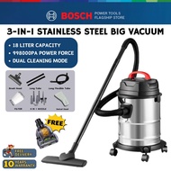 BOSCH 1800W 3-in-1 Stainless Steel Vacuum Cleaner Dry & Wet Vacuum & Blower Function, 18L Capacity