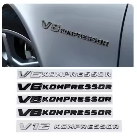 3D ABS V6 V8 V12 Compressor Car Side Emblem Trunk Badge Sticker For Mercedes Benz W212 W213 W204 W20