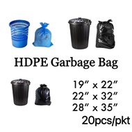 PLASTIK SAMPAH S/M/L 20pcs / HDPE Beg Sampah / Garbage Bag Black Blue / Trash Bag / Rubbish Bag / Pl