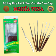 Bộ Lấy Ráy Tai 9 Món Cán Gỗ Cao Cấp NGHĨA VINA Bộ lấy ráy tai cao cấp và chuyên nghiệp Hoàn Thiện