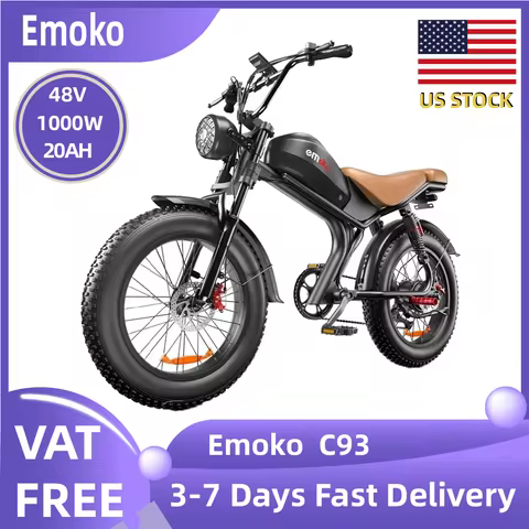 Emoko C93 Adult E-bike 1000W Motor 48V 20Ah Battery Ccommute Electric Bike,20-inch Fat Tire E-Mounta