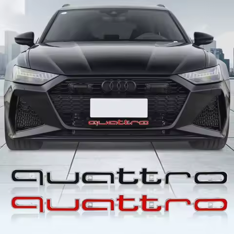 3D ABS Quattro Emblem Car Front Grille Badge LOGO Auto Accessorie For Audi SLine A5 C6 C5 A1 A7 Q3 T