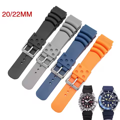 20mm 22mm 24mm Diving Rubber Watch Strap Waterproof Silicone Sport Wrist Band Bracelet Watchband for