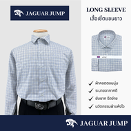 Jaguar Jump เสื้อเชิ้ตแขนยาว ผู้ชาย ลายยตาราง สีฟ้า มีกระเป๋า ทรงเข้ารูป(Slim Fit) JNLF-3169-0-WH