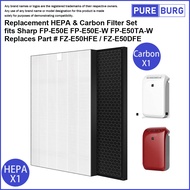 Replacement HEPA & Carbon Filter Set fits Sharp FPE50E FPE50EW FPE50TA-W Replaces Part # FZ-E50HFE /