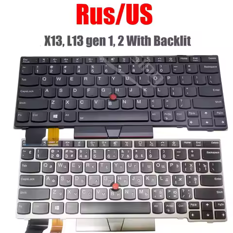 US/Rus Keyboard for Lenovo Thinkpad X13 Gen 1, L13 Gen 1 Gen 2, L13 Yoga Gen 1 Gen 2 With Backlit