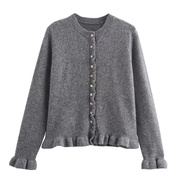 HXAO Sweater Cardigans Ruffle Long Sleeve Knitted Cardigan For Women Autumn Bolero Knitwears Button-
