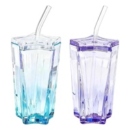 [mfnpqcn] Drinking Glass Birthday Gift Stylish Tea Water Cup Coffee Cup Iced Coffee Glass for Milk I