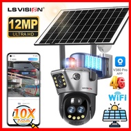 LS VISION กล้องวงจรปิด V380 2025 Pro 6K 12MP Wifi/ 4G เลนส์คู่พลังงานแสงอาทิตย์10X เลนส์ซูมออปติคอลไ