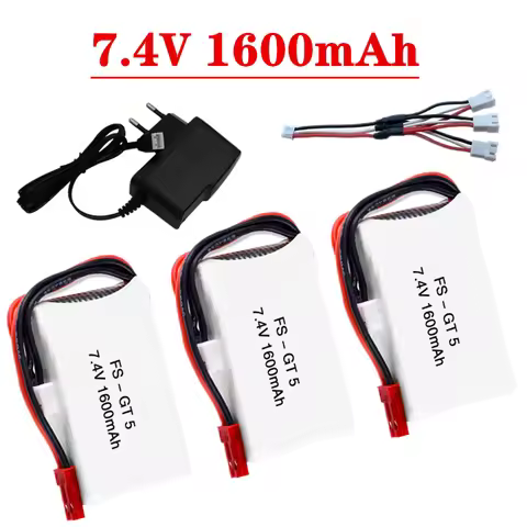 7.4V 1600mAh lipo Battery + Charger For Flysky FS-GT5 Transmitter RC Models Parts Toys Accessories F