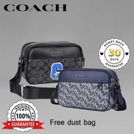 COACH Original Men Sling Bag Cross Body Bags Double Zipper Compartment Shoulder Messenger Bag Beg Le