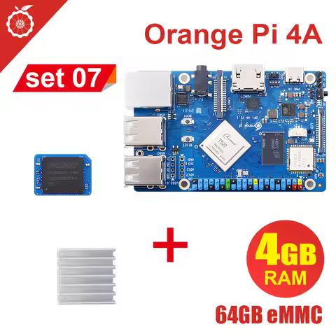 3pcs Sets OrangePi 4A 4GB+64GB eMMC Module+Aluminum Heat Sink Single Board Computer