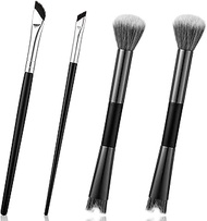 4 Pcs Nose Contour Brush, 2-in-1 Dual-Ended U-Shaped Fluffy Angled Nose Brush Set Makeup Brushes for