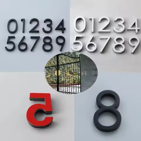 6CM 3D Address Number 0 - 9 Door Digits Numeral Plate Plaque Sign Sticker Family Hotel Apartment Hom