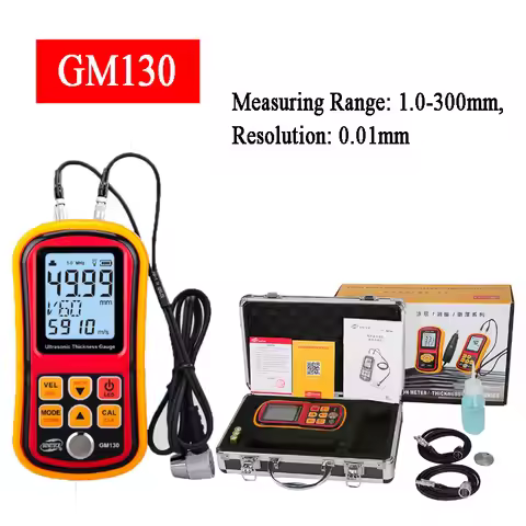 BENETECH Digital Ultrasonic Thickness Gauge Tester GM100/GM130 Handheld Steel Aluminium Glass Sound 