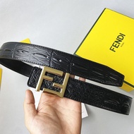 FENDI2055 3.8cm Perforated Belt Men's Belt Business Casual Pants Belt