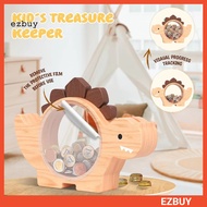 {ezbuy.my1}Wooden Piggy Bank for Boys Girls Dinosaur Shape Money Bank Transparent Window Saving Box 