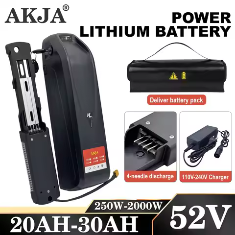 4-pin Hailong AKJA 52V 20-30AH battery 35AH BMS easy to install, long-distance climbing bike, 24-hou